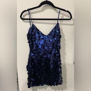 Meshki Dress: Size Small Romilly Sequin Mini Dress - Midnight Navy.